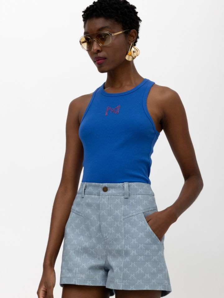 Zenzi Monogram Denim Shorts
