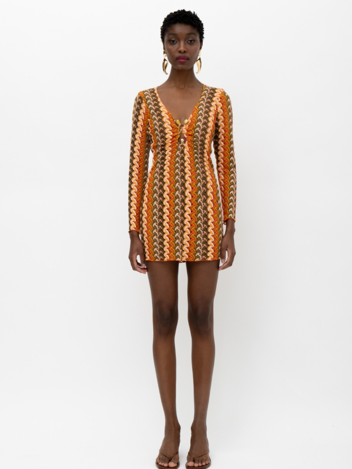 Kimino Orange Green Dress