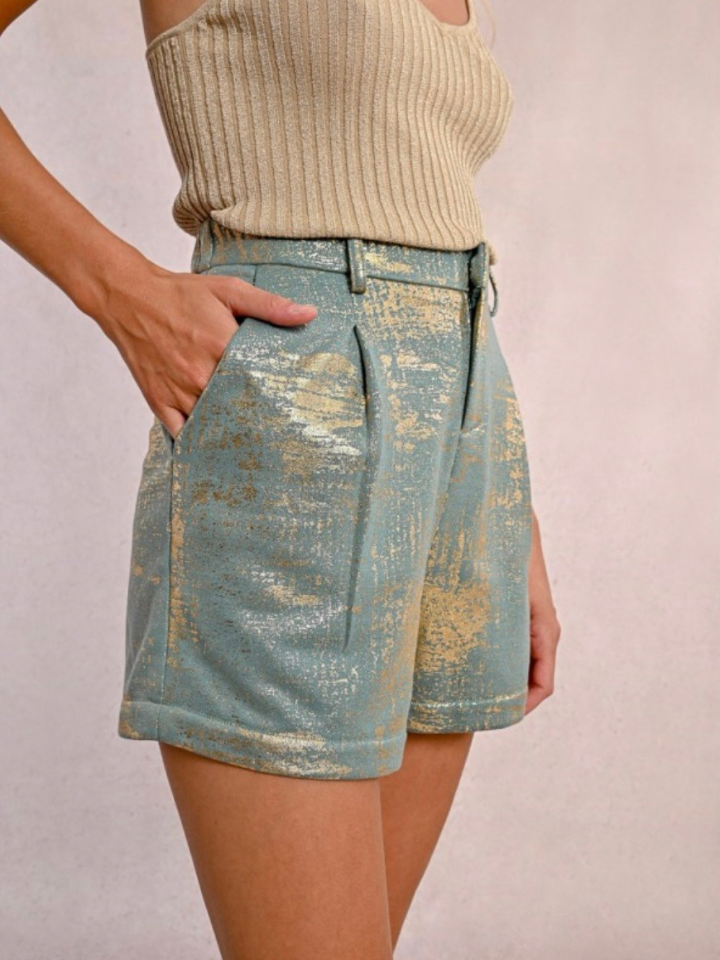 High Waisted Iridescent Shorts
