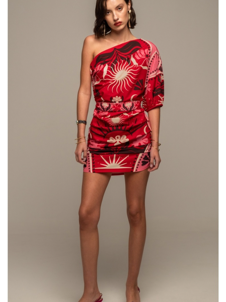 Passionflower One Shoulder Mini Dress